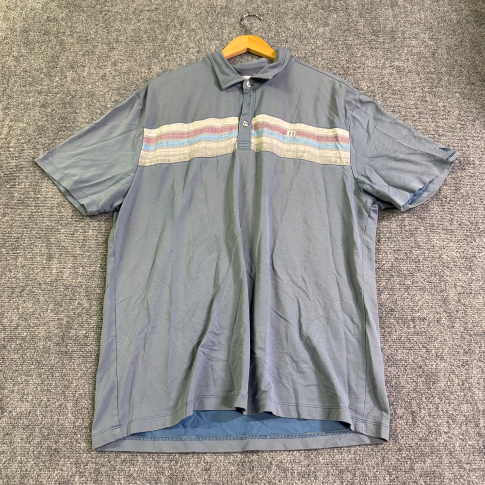 TravisMathew Short-sleeve Golf Polo Shirt Mens XL Monarch Beach Gray Striped